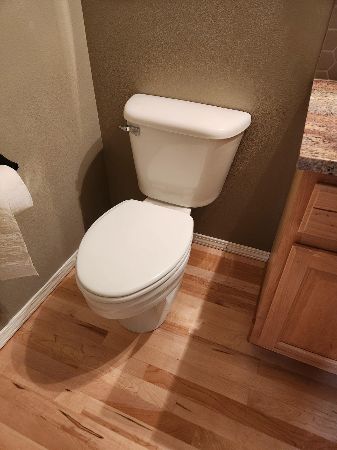 Installed residential toilet